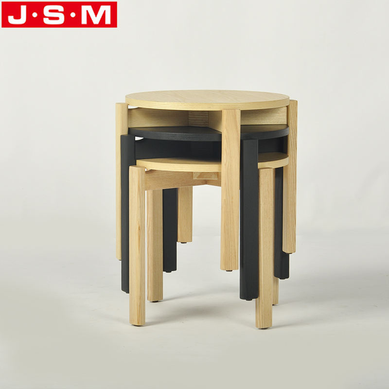 Bar Furniture Modern Ash Timber Frame Stackable Black And Buff Bar Low Stool