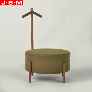 Good Quality Space Saving Round Wooden Frame With Foam And Fabric Ottoman Stool