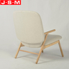 Modern Customized Home Office Bedroom Armchair Wooden Frame Beige White Arm Chair