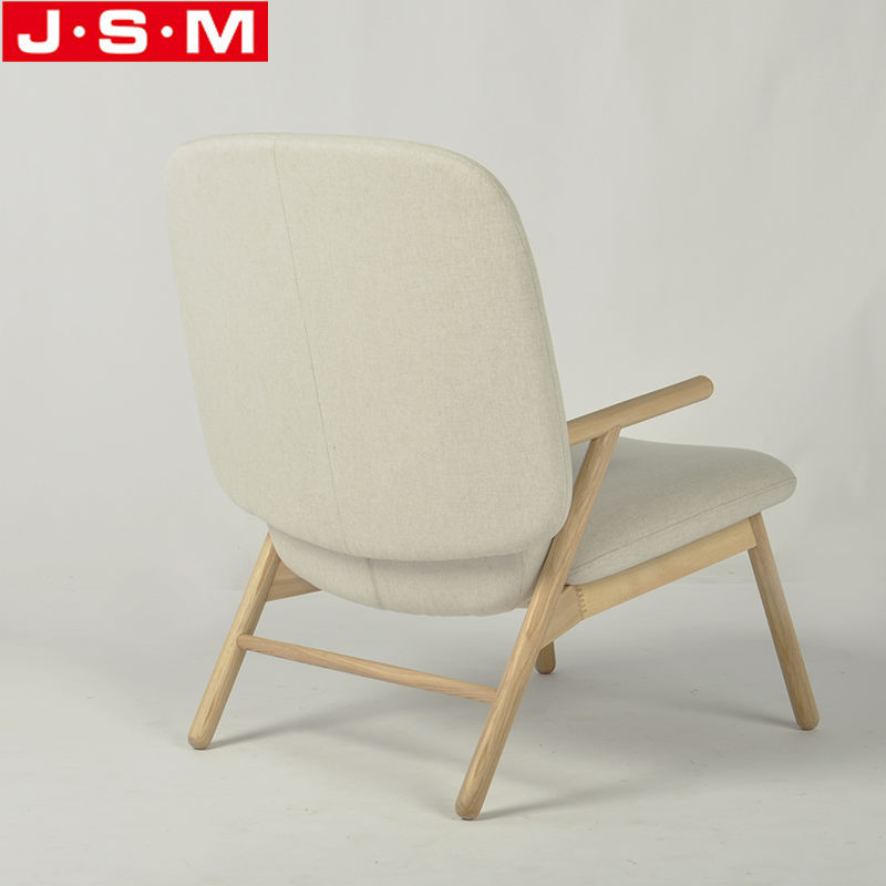 Modern Customized Home Office Bedroom Armchair Wooden Frame Beige White Arm Chair