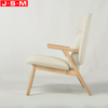 Modern Customized Home Office Bedroom Armchair Wooden Frame Beige White Arm Chair