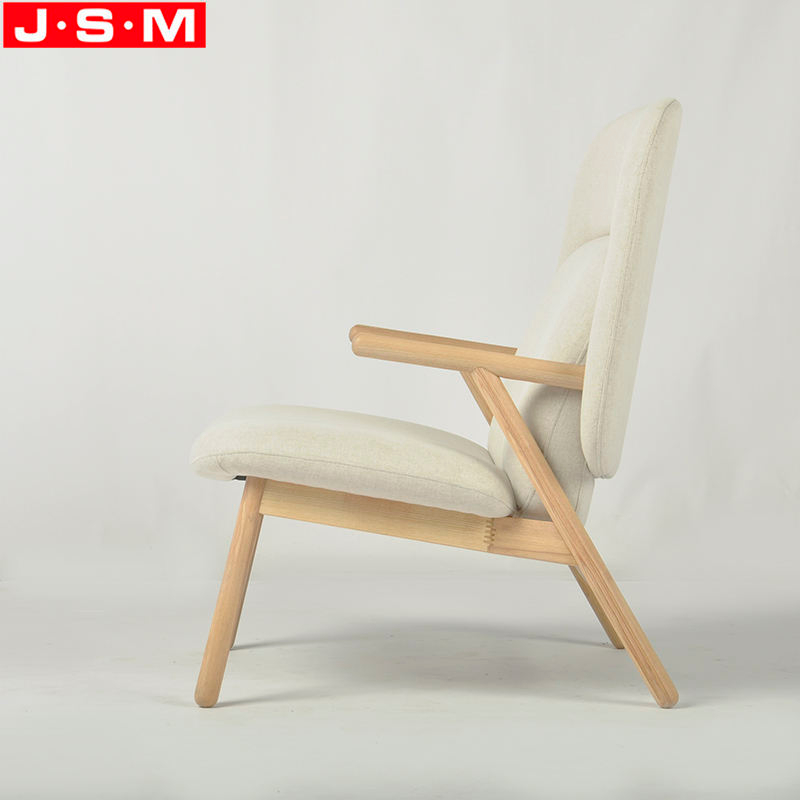 Modern Customized Home Office Bedroom Armchair Wooden Frame Beige White Arm Chair