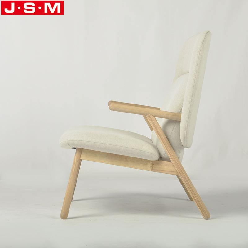 Modern Customized Home Office Bedroom Armchair Wooden Frame Beige White Arm Chair