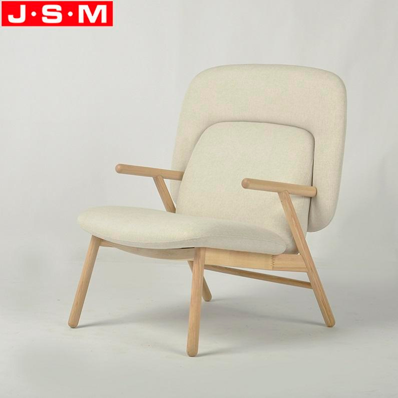 Modern Customized Home Office Bedroom Armchair Wooden Frame Beige White Arm Chair