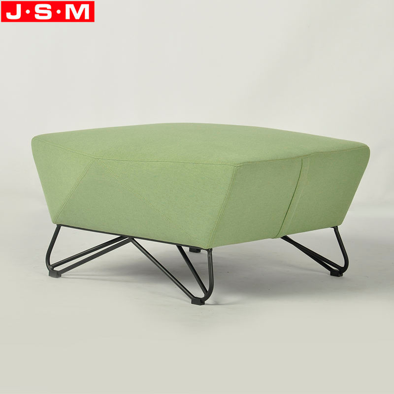 Modern Stylish Leisure Furniture Interior Room Wooden Green Ottoman Stool With Metal Legs