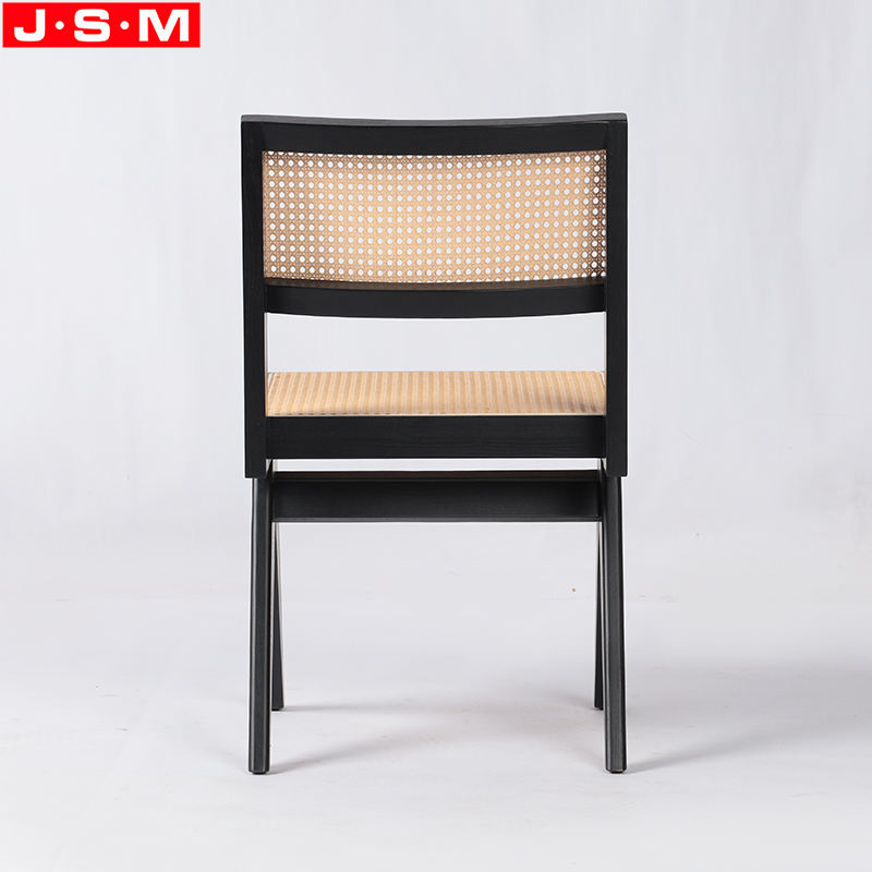 High Quality Antique Plastic Rattan Back And Seat Wood Dining Chairs