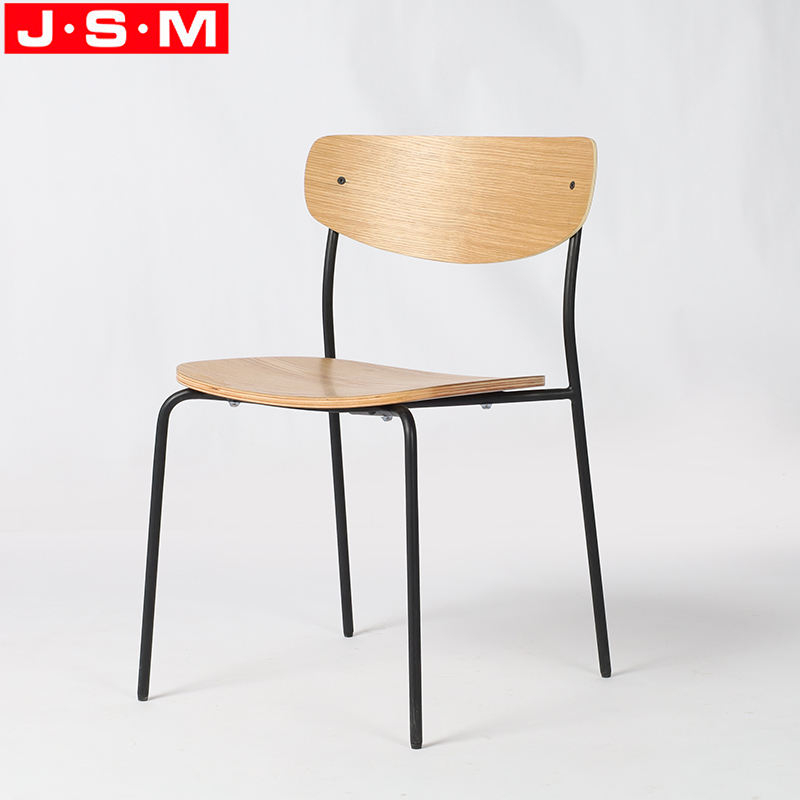 Simple Design Dining Chair Plywood Metal Frame Dining Chair Can Stackable