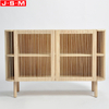 Wood Veneer Carcase Storage Cabinet With Cotton Rope Decoration