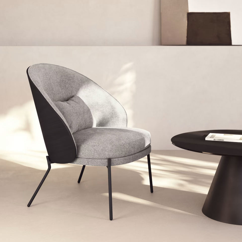 Restaurant Luxury Metal Frame Chair Fabric Upholstery Leisure Armchair