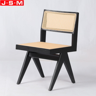 High Quality Antique Plastic Rattan Back And Seat Wood Dining Chairs