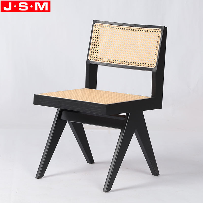 High Quality Antique Plastic Rattan Back And Seat Wood Dining Chairs