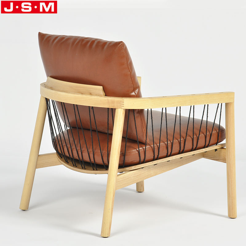 Retro Furniture Hotel Lounge Reception Bedroom Wooden Frame Leather Armchair
