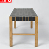 Modern Park Garden Patio Woodworking Leather Wooden Flat Ottoman Benches