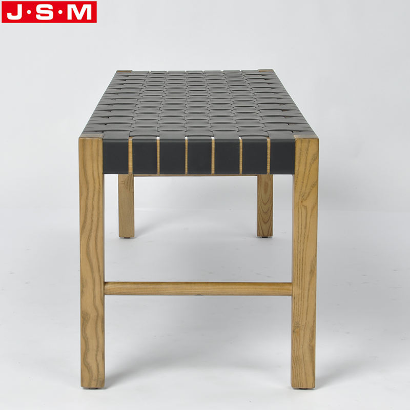 Modern Park Garden Patio Woodworking Leather Wooden Flat Ottoman Benches