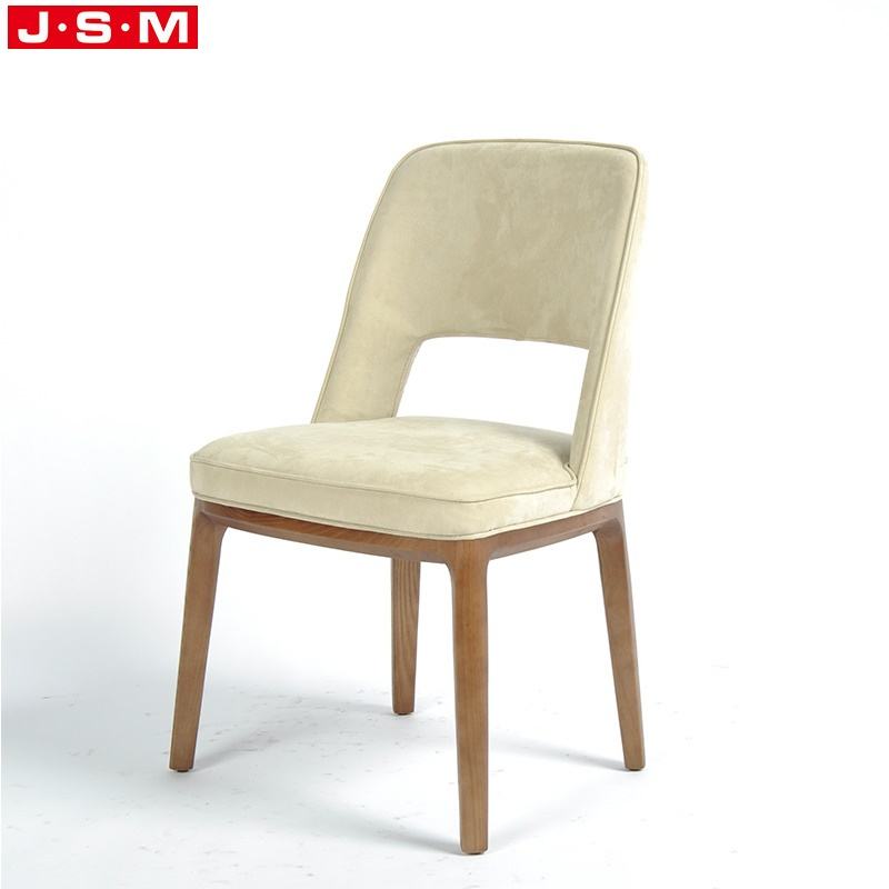 High End Modern Dining Chair Luxury Fabric Dining Chair With Wooden Legs