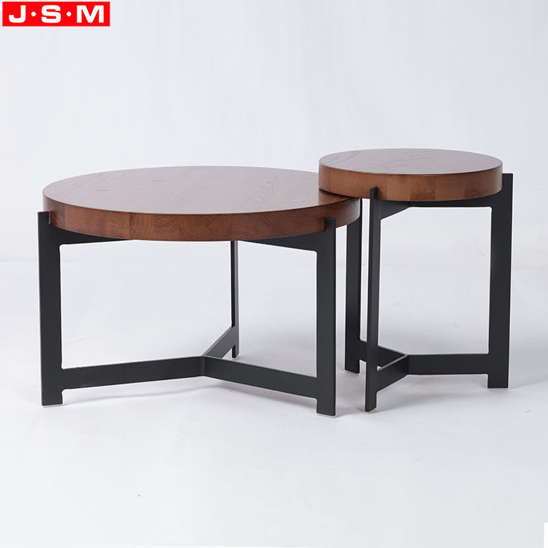 Modern Design Living Room Furniture Iron Legs Solid Timber Table Top Coffee Table
