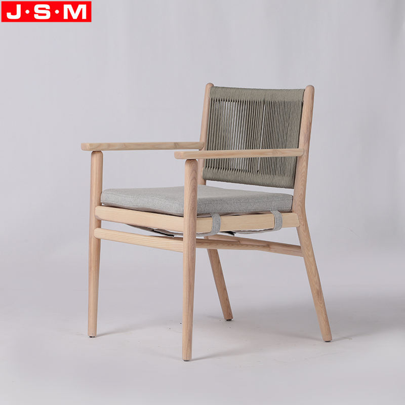 Nordic Hot Sale Cotton Rope Woven Back Chair Japandi Style Dining Chair