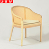 Elegant Modern Plastic Rattan Back Outdoor Wooden Cushion Seat Dining Room Chairs