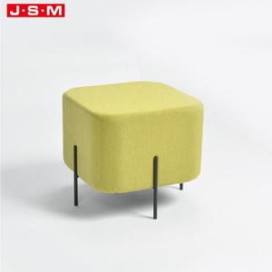 Living Room Square Fabric Storage Lounge Chair Pouf Storage Bench Metal Base Ottoman Stool