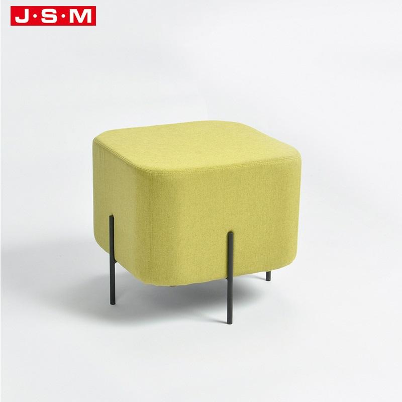 Living Room Square Fabric Storage Lounge Chair Pouf Storage Bench Metal Base Ottoman Stool