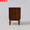 Nordic Bedroom Nightstand Square Wood Bedside Table With Two Drawers