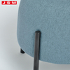 Bedroom Furniture Modern Blue Metal Base Round Foam Fabric Ottoman
