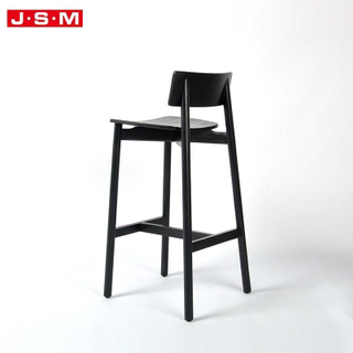 Black Home Furniture Ash Timber Frame Wooden High Bar Chair With Back