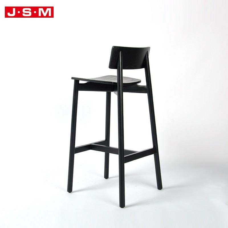 Black Home Furniture Ash Timber Frame Wooden High Bar Chair With Back