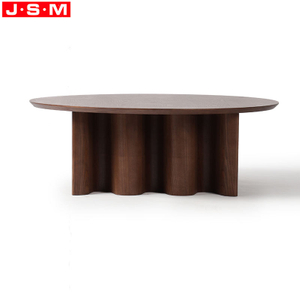 Modern Living Room Furniture Round Ash Veneer Top Retro Coffee Table Solid Wood Base Tea Coffee Table