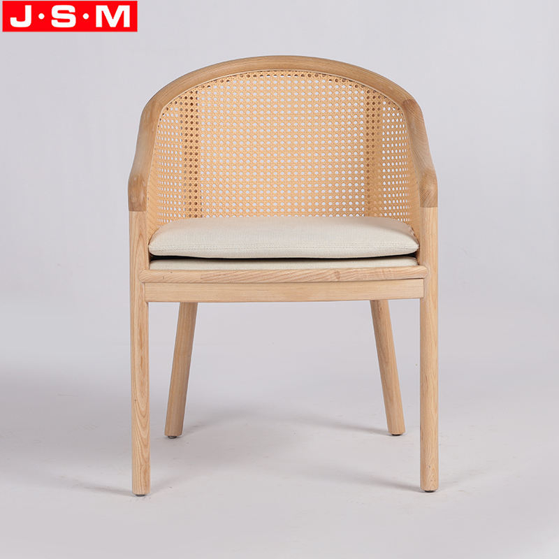 Hot Sell Customization Ash Wood Pvc Rattan Upholstery Seat Pad Dining Chair