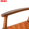 Vintage Artificial Leather Seat Rattan Weave Armchair Foot Stool With Ash Timber Frame