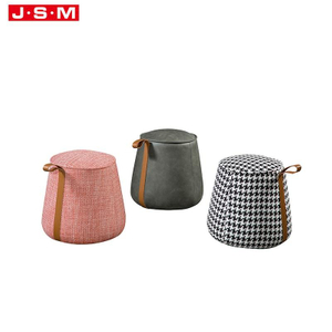 Modern Furniture Style Round Wooden Frame Foam Fabric Foot Stool Velvet Tufted Ottoman