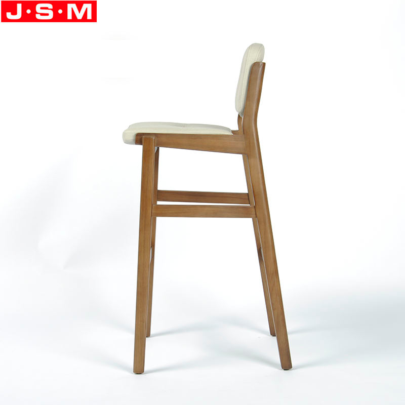 Modern Shop Garden Restaurant Wood White Counter High Bar Stool With Backs
