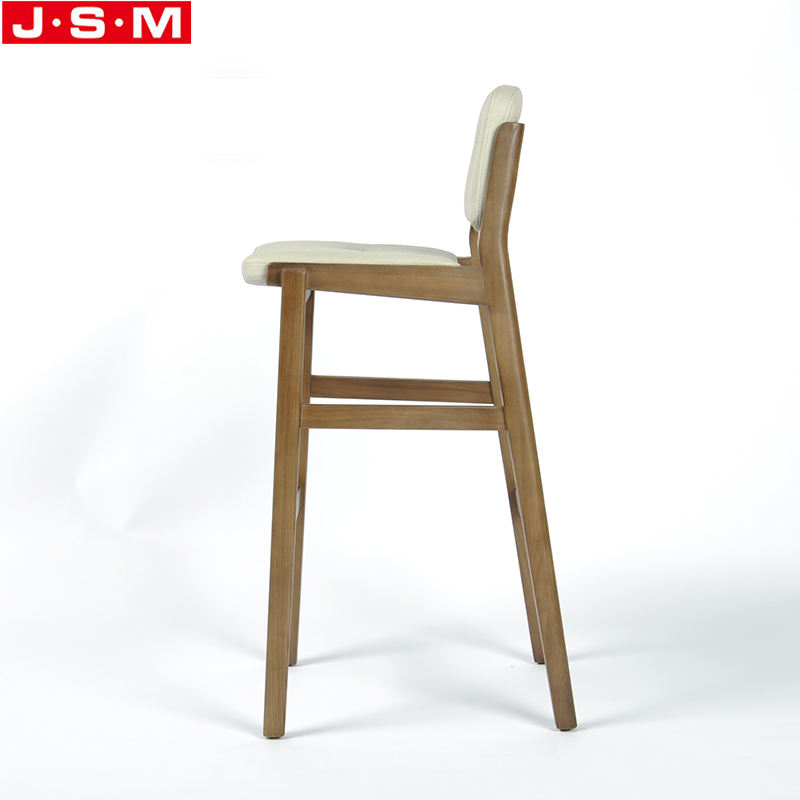 Modern Shop Garden Restaurant Wood White Counter High Bar Stool With Backs