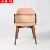 Pink Plastic Rattan Decoration Back Wooden Restaurant Room Dining Chair