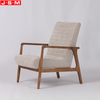 Modern Living Room Leisure Chair Fabric Wooden Legs White Armchair