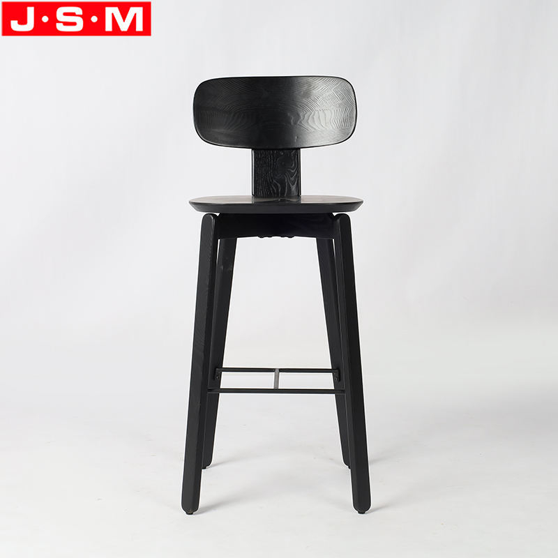 China Supplier Hotel 75cm Seat High Ash Timber Wooden Bar Stool Chair