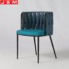 Modern Fabric Solid Metal Frame Dining Chair With Weave Belt Back