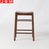 Hot Selling Brown Veneer Seat Timber Wooden Bar Stools Chair Without Back