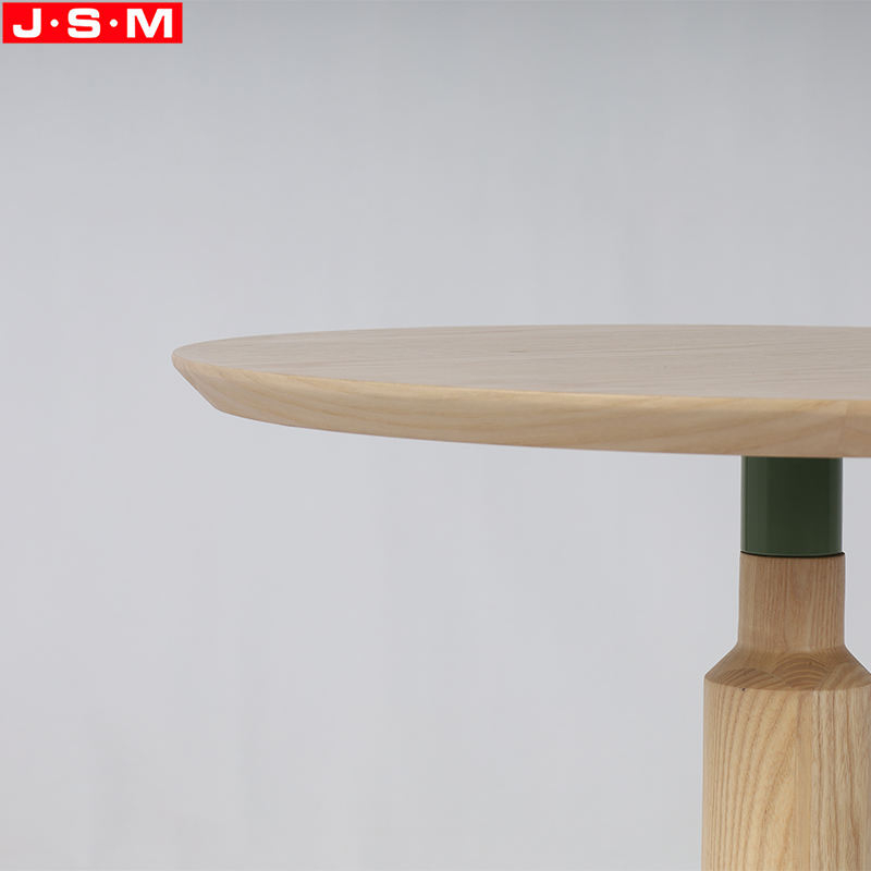Art Style Buff Ash Timber Table Top Tea Table Wooden Coffee Table With Metal Base