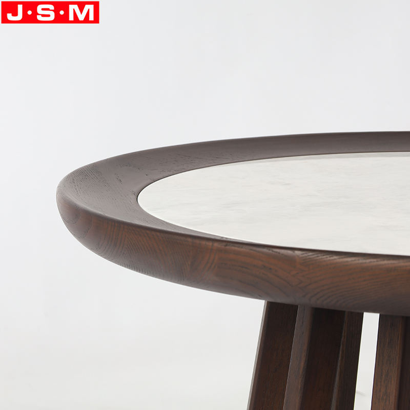 Round Rock Slab Table Top Coffee Table Modern Wooden Ash Timber Base Tea Table