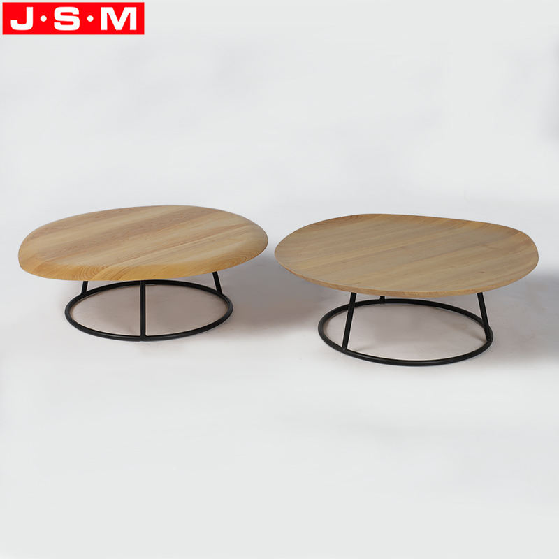 OEM Modern Design Tea Table Furniture Wooden Tea Table Metal Base Coffee Table
