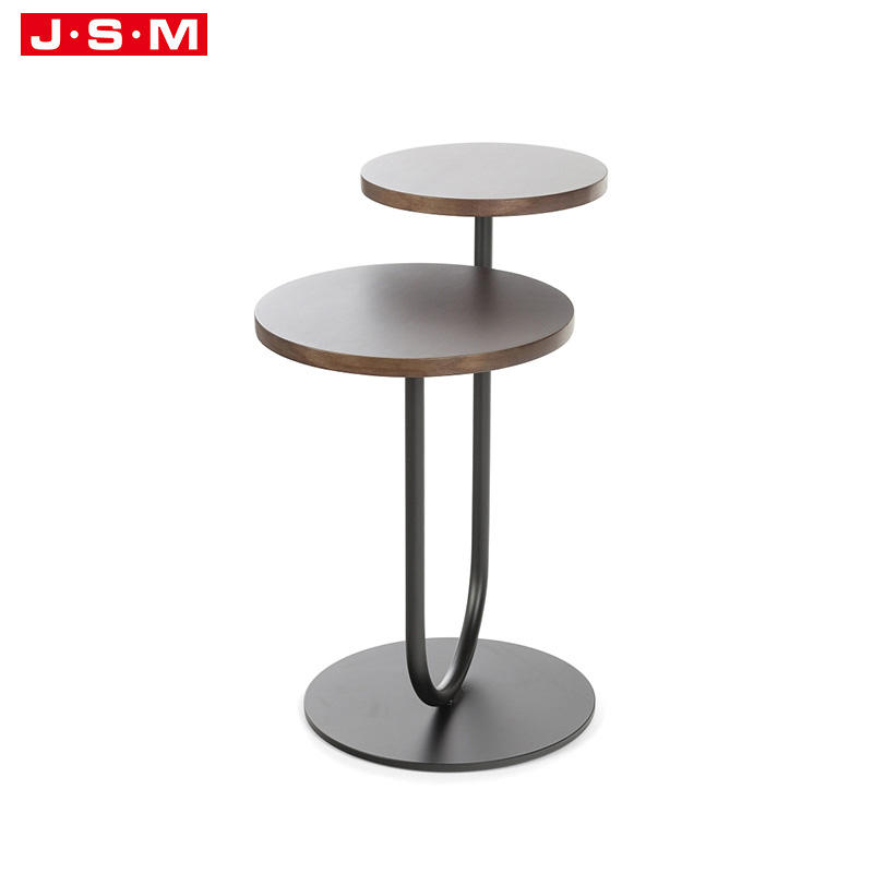 Chinese Nordic Coffee Working Table Solid Wooden Restaurant Veneer Top Metal Base Dining Table