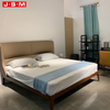 Bedroom Furniture Modern Wooden Double Bed With Fabric Headboard