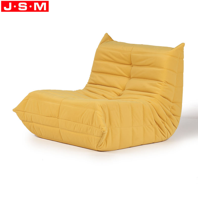 Living Room Yellow Floor Seating Sofa Chair Fabric Pleated Upholstery Comfortable Lazy Lounge Couch Sofa