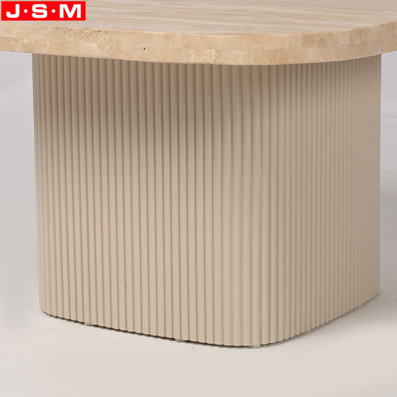 Modern Center Living Room Tea Table Natural Stone Base Wood Coffee Table