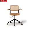 Luxury PU Or Fabric Upholstery Home Comfortable Swivel Executive Ash Metal Frame Arm Rest Office Chairs With Rattan Back