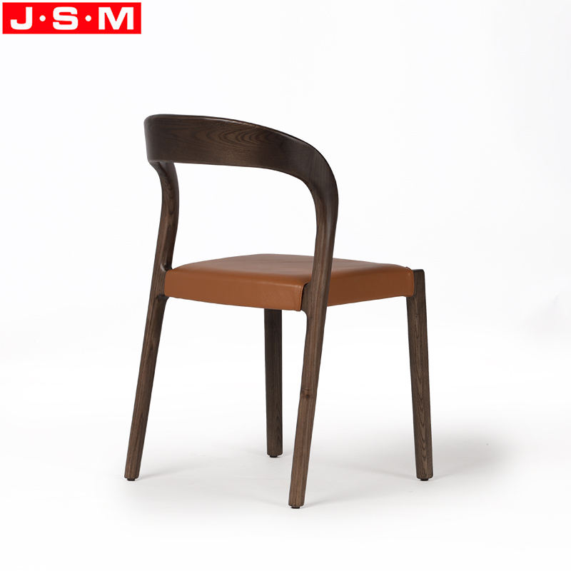 American Ash Frame Solid Wood Luxury Pu Seat Pad Vintage Coffee Shop Dining Chair