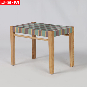 Hot Sale Wooden Legs Ottoman Stool Square Ottoman With Cloth Belt Seat