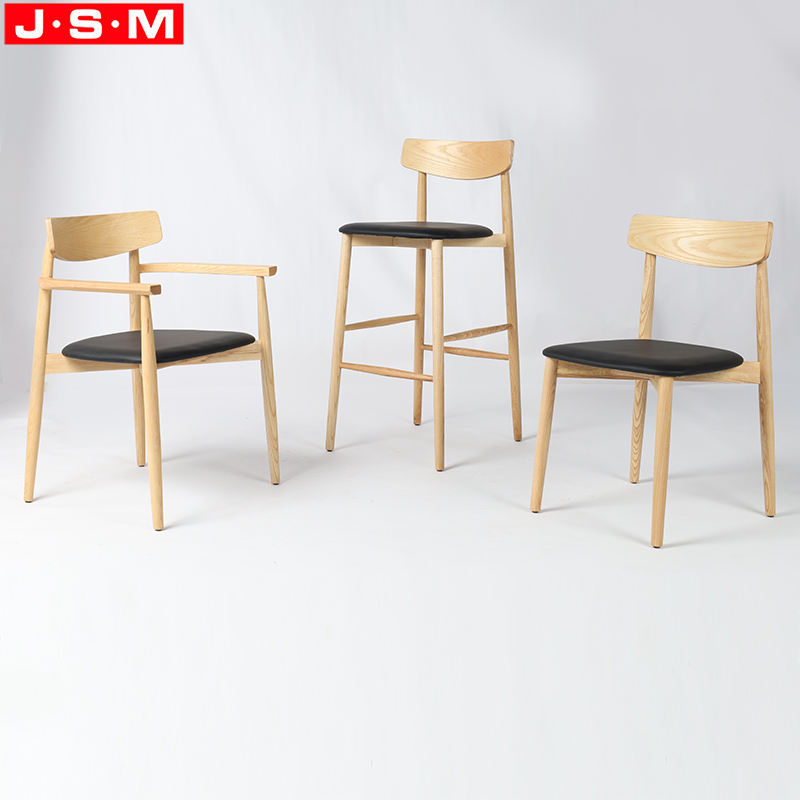 Cushion Seat Restaurant Ash Timber Dining Room Wooden Dining Chair With Armrest